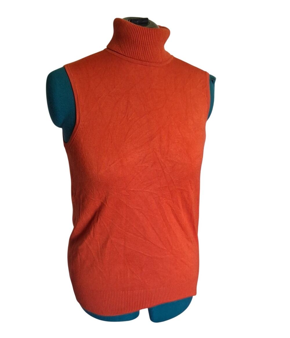 Cable & Gauge Burnt Orange Sleeveless Turtleneck L